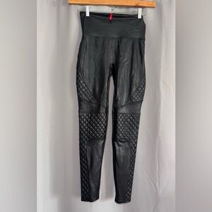 SPANX Faux Leather Moto Black Leggings